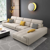 棉麻布艺沙发北欧风格客厅大小户型贵妃转角可拆洗简约现代沙发 新棉麻面料-出口海绵版 2.7m 直排2.7M