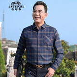 老爷车（LAOYECHE）中年男士爸爸长袖衬衫男秋季休闲格子男士衬衣中老年人男装衣服