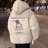 AKALIN NIE棉衣男士秋冬季2024新款潮流宽松卡通棉服韩版情侣面包服ins外套 太空人棉衣#杏色 L 建议100-115斤