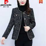 皮尔卡丹小香风粗花呢子外套女秋季2022年新款洋气减龄短款小西 黑色 2XL