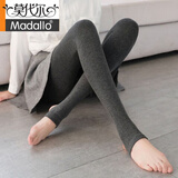 莫代尔秋冬季加绒加厚打底裤女高腰外穿竖条螺纹显瘦韩版学生保暖一体裤 深灰踩脚[80-150斤] 初冬220G加薄绒[10-20度]