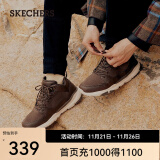 斯凯奇（Skechers）高帮男士工装靴冬季保暖防寒马丁靴休闲鞋雪地增高男靴65731 巧克力色/CHOC 40