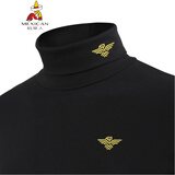 稻草人男士高领打底衫男装长袖加绒加厚内衣t恤修身韩版冬季潮 高领黑鹰 2XL