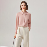 欧黎蔓（OULIMAN）重磅桑蚕丝优雅时尚衬衫女2024秋季新款百搭高级感真丝上衣长袖 藕粉 170/92A/L