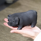 尊壶 紫砂茶宠猪手工摆件拉毛福猪精品可养茶桌茶台茶具配件 拉毛福猪