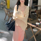 瑜尚臻品慵懒风粉色挂脖连衣裙初秋氛围感穿搭套装宽松罩衫长袖针织衫 裙子【粉色】 均码