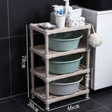 八千城特大号卫生间置物架脸盆架浴室收纳层架宿舍洗手间厕所落地免打孔 【加厚】长方形-4层卡其色