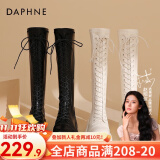 达芙妮（DAPHNE）官方靴子女长筒靴女骑士靴2024年厚底显瘦马丁靴女秋冬款高筒女靴 黑色【常规单里款】 35