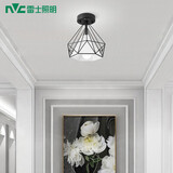 雷士（NVC） 北欧简约走廊过道灯门厅入户创意时尚餐厅 玄关阳台灯具灯饰 胧月哑黑 镂空鸟巢-带7瓦3色光源