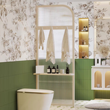 浴室卫生间马桶遮挡屏风奶油风碳素钢长虹玻璃衣钩可置物厕所隔断 米白色-长虹玻璃【200*50厘米】