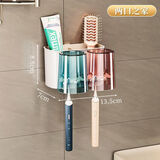 柏潮牙刷置物架免打孔漱口杯刷牙杯子卫生间挤牙膏神器收纳盒牙缸套装 【豪华款】二口厚杯+架子 包邮