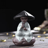 尚言坊 创意陶瓷茶滤茶叶过滤网家用功夫茶具茶漏茶隔滤茶器茶宠摆件 2哥窑云水茶宠过滤组(黑色帽）