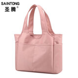 圣腾简约女手提行李包出差包小旅游包短途旅行包单肩健身包纯色登机包韩版折叠防水小型行李袋妈咪包逛街女包 粉红色 单独型号