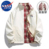 NASA MARVEL夹克男春秋季外套时尚潮流立领双面穿宽松休闲情侣款 卡其 XL