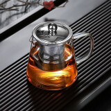 公道杯玻璃泡茶杯茶水分离公杯茶漏一体套装耐高温茶海过滤茶具 500ml透明把手+长茶漏+盖