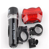 新术自行车照明前灯后尾灯套装山地车骑行装备配件儿童炫酷手电筒 黑色手电+尾灯