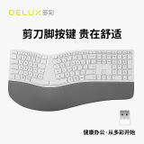 多彩（Delux）GM909人体工学键盘无线蓝牙双模键盘电脑办公静音剪刀脚键盘程序员键盘自带软垫腕托白色