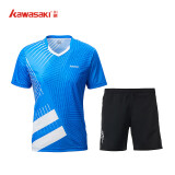 川崎羽毛球服套装男女夏运动速干短袖T恤训练队服K1801 男款蓝色 M