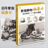 8开《素描静物临摹卡》范本组合画册集美术单个罐子道具结构解析照片写卡片校联考高考名师绘画示范正版图书籍