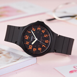 卡西欧（CASIO）手表学生小黑表简约指针石英电子表 手表男女考试手表时尚运动表 MW-240-4B 43mm大表盘