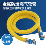 帝狼洁家用铠装新国标燃气管液化煤气管天然气管热水器灶具金属防爆软管 升级款0.5米双插 (44017新国标）