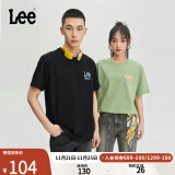 Lee24新品圆领logo字母印花图案男女同款短袖T恤潮LMT0081214LE 黑色(字母图案） S