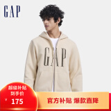 Gap男女装2024秋季新款印花字母logo抓绒连帽卫衣休闲660128外套 米色 165/88A(S) 亚洲尺码