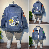 哈利城堡 儿童秋装新款牛仔外套男童牛仔夹克纯棉牛仔上衣牛仔衣服1-8岁潮 M豆（秋款） 110【建议身高105】