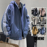Matri Mr棉服男秋冬季潮流百搭宽松条纹加厚棉服外套棉衣 蓝色 L(115-140斤)