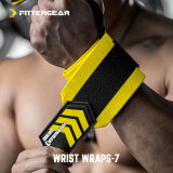 FITTERGEAR健身护腕男卧推护手腕举重力量训练防扭伤运动绷带 黑黄色一对