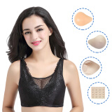 昂蝶 术后专用义乳文胸二合一硅胶假胸假乳房内衣无钢圈胸罩 黑色左 80B
