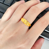 千影珠宝黄金戒指9999足金实心素圈男女款真金指环活口结婚首饰送妈妈 标准黄金3.28-3.5g(含工费28)