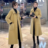 JVH香港潮牌双面羊毛大衣女  2023冬季新款长款直筒加厚毛呢外套女 小鸡黄 S