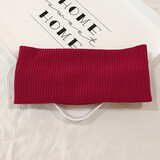 飞花 运动发带男头巾女夏天吸汗头带洗脸束发带宽边针织毛线发箍抹额 酒红色1条