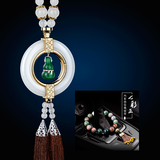 爱丽斯汽车挂件适用于奔驰宝马奥迪男士高档车内吊坠平安车内饰品挂饰 新古典宝葫芦+七彩玉档位珠珍选