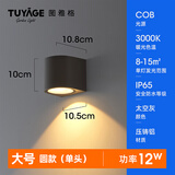 图雅格（TUYAGE）led户外壁灯洗墙灯射灯防水室外别墅庭院阳台酒店柱灯楼梯 太空灰-圆形单头12W（大号）