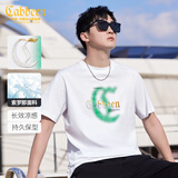 卡宾【凉感】卡宾印花短袖T恤男士夏季高级潮牌圆领上衣休闲潮流体恤 米白色-凉感 L /175/50