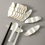 国涛骨瓷双筷子筷架10个装金边两用筷托陶瓷酒店筷子架筷枕公筷勺筷垫 金边牛角筷架（10个装）