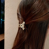 伊黛儿2025新款高端抓夹小号发夹头顶刘海边夹发饰女仿猫眼石儿童鲨鱼夹 金色蝴蝶F0387