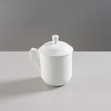 国涛骨瓷会议杯办公纯白茶杯陶瓷办公杯定制logo带盖介杯印字水杯商务 锦绣杯400毫升