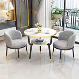 勇苍阳台休闲桌椅茶桌椅组合洽谈桌椅喝茶小茶几三件套接待会客圆桌子 70cm【一桌两椅】浅灰布艺