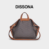 DISSONA迪桑娜折耳包女包幸运锦囊老花单肩包手提包托特 棕色 - 大号