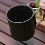 山之客（MOUNTHIKE） 户外铝合金杯子 精致露营水杯便携可折叠喝茶杯饮具装备 黑灰色杯子