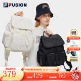 FILA FUSION斐乐潮牌女子背包新款时尚简约双肩包大容量运动包 深黑-BK XS