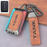 创勋（CHUANGXUN）长城坦克300钥匙套坦克500hi4t 坦克400 700汽车钥匙包保护壳扣 坦克A款   枪色.棕皮+棕色扣带 .