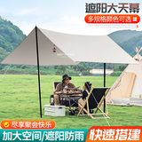 天幕帐篷户外加厚遮阳棚凉棚防晒防暴雨休闲便携沙滩野营露营钓鱼帐篷 加厚白银3米x3米一对支架