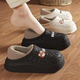 安尚芬棉拖鞋男士冬季新款踩屎感室内外一鞋两穿包跟防水防滑棉拖鞋女 黑色【印花小熊】 36-37