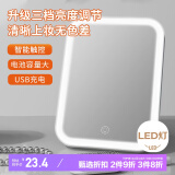 觅锐化妆镜带灯智能高清桌面卧室美妆镜梳妆镜三档调节卸妆镜 简约白