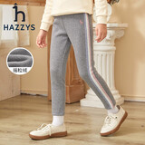 哈吉斯（HAZZYS）童装女童儿童冬新款一体绒长裤简约舒适保暖亲肤简约风女童长裤 中花灰 120