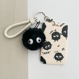 芒仓 黑煤球公交卡保护套学生饭卡校园证件可爱女交通门卡套钥匙链一体 黑煤球挂件+黑煤球整套（硬壳）